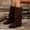 Brown, variant on Women's Chunky Heel Mid Calf Boots, Pointed Toe Straight Tube Metal Buckle Design with Breathable Lining, Trendy Boots for Daily Party Gift