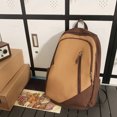 thumbnail image 1 of Nylon Backpack Large Capacity Vintage College Style | Breathable Air Cushion Straps | 15.6" Laptop Compartment | Waterproof Durable | Multiple Pockets | 46x31x17cm | Pink/Brown, 1 of 6