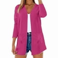 thumbnail image 6 of felwors Womens Casual Lightweight with Pocketes Long Sleeve Open Front Cardigan Hot Pink, L, 6 of 8