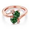 thumbnail image 3 of Gem Stone King 18K Rose Gold Plated Silver Green Nano Emerald and White Lab Grown Diamond Ring for Women (1.43 Cttw, Heart Shape 6MM, Gemstone May Birthstone, Available in Size 5, 6, 7, 8, 9), 3 of 6