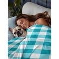 thumbnail image 3 of Turquoise Checkered Queen Size Flat Sheet, Wrinkleproof & Fadeproof Cooling Flat Bed Sheet Only, Farmhouse Buffalo Plaid Breathable Soft Bedding Top Sheets 90 x 102 Inches, 3 of 8