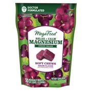 MegaFood Relax + Calm Magnesium Supplement - Soft Chews with Magnesium Citrate & Magnesium Malate for Heart Health, Muscle Tension & More - Vegetarian - Grape-Flavor - 30 Chews per pack (Pack of 1)