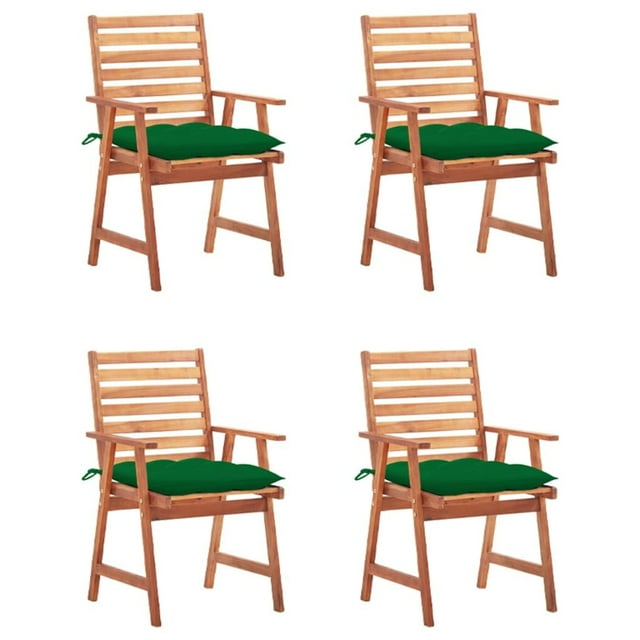 Sillas de comedor VidaXL de madera de acacia con respaldo de listones, 4 unidades con cojines