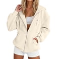 thumbnail image 2 of Zip Up Hoodies Womens Oversized Soft Comfy Layering Athletic Sweatshirts with Pockets Casual Track Jacket Drawstring Long Sleeve Sweatshirt, 2 of 7