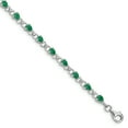 thumbnail image 1 of 925 Sterling Silver Rhodium-plated Emerald and Diamond Bracelet, 1 of 2