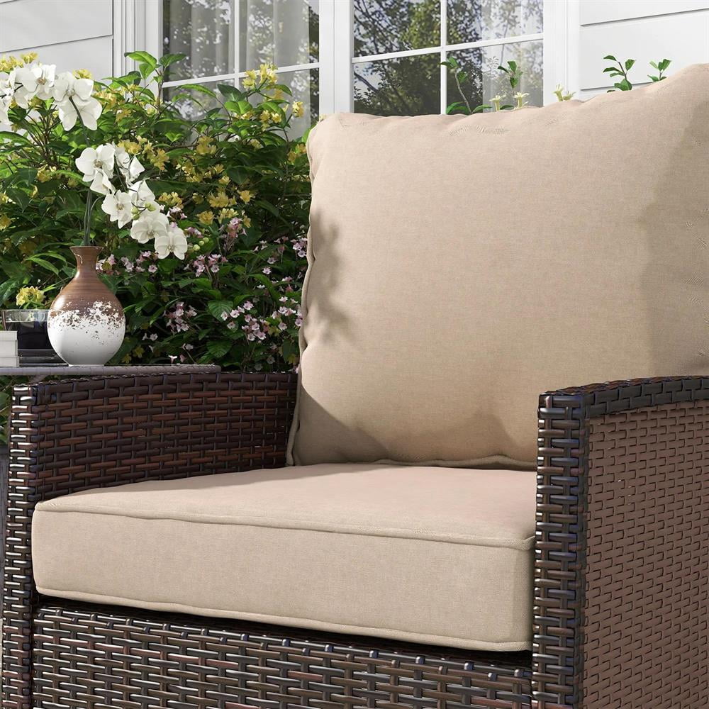 Resenkos Patio Chair Cushions, Outdoor Chair Pads,4 Patio Chair Cushions with Seat & Backrest, Fade Resistant Seat Replacement Cushion Set, Beige