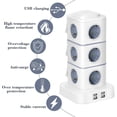 thumbnail image 2 of Multiprise Verticale, 12 Prises avec 4 Ports USB, Multiprise Verticale avec Parasurtenseur pour Maison Bureau, Rallonge 3m (2500W/10A), 2 of 4