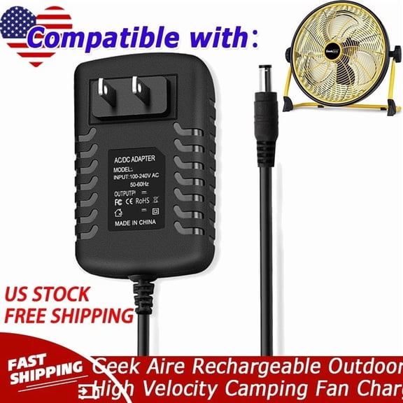 24V Charger Compatible with Geek Aire Rechargeable Outdoor High Velocity Camping Fan
