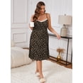 thumbnail image 2 of SHOWMALL Plus Women's Sleepshirt Comfy Sleeveless Sleepwear Classic Leopard Brown 4X Spaghetti Strap Floral Nightgown, 2 of 6