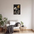 thumbnail image 2 of ZHONGYUTONG Skeleton Wall Art Abstract Skull Canvas Skeleton and Gold Butterfly Pictures Gothic Painting for Living Room Decor Framed (12.00" x 18.00"), 2 of 5