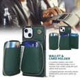 thumbnail image 5 of Dteck for Apple iPhone 15 Plus Wallet Pocket Case, Shockproof RFID Blocking PU Leather Zipper Handbag Purse Flip Cover, Kickstand Folio Case with Card Slots Holder Wrist Strap Lanyard 5G, darkgreen, 5 of 8