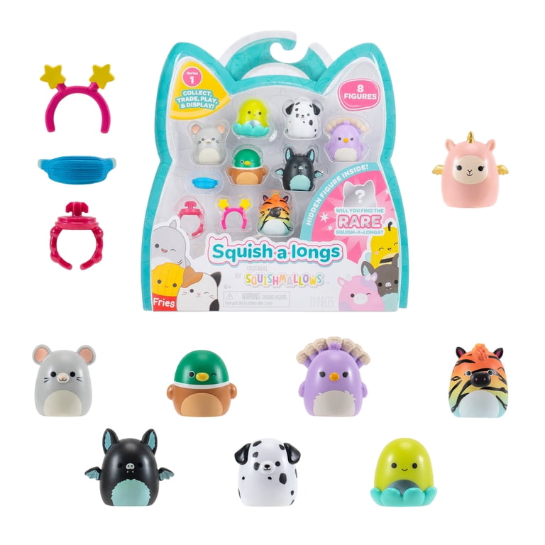 Squish-a-longs SQAL0086-8 pezzi, contiene 8 X 2,5 cm Mini Squish con 2 X accessori, 1 X anello e 1 X Collectors Guide (Wave 3, Stile 4) – Collezionare, scambiare e giocare