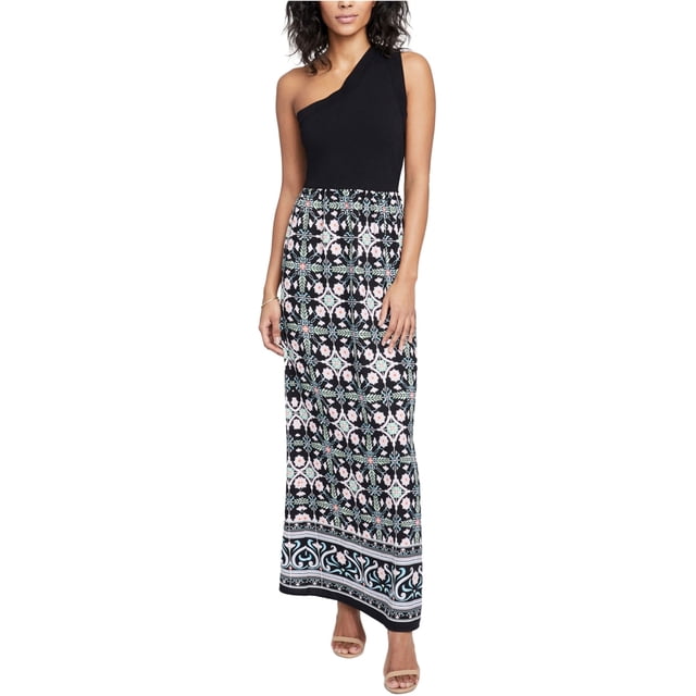 Rachel Roy Maxi vestido en contraste para mujer, negro, XS