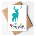 thumbnail image 1 of Deer animal Azul de grano de madera Sobre de la Carta de felicitación de la tarjeta de matrimonio, 1 of 4