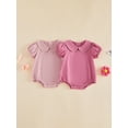 thumbnail image 3 of BemeyourBBs Newborn Baby Girls Summer Clothes Bubble Romper Outfit Puff Short Sleeve Peter Pan Doll Collar Bodysuit Jumpsuit Playsuit, 3 of 9