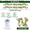 thumbnail image 6 of Fohil Christmas Garland with 40 LED Lights, 2 Pack 6.6 FT Christmas Garland Decoration with Pine Cones, Red Berries, Bells Battery Operated Fairy Light for Door Mantel Stairs Fireplace Indoor Outdoor, 6 of 6