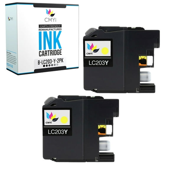 CMYi LC203 Yellow 2-Pack Ink Cartridges compatible for Brother LC203 - MFC J4320DW, J4420DW, J460DW, J4620DW, J480DW, J485DW, J5520DW, J5620DW, J5720DW, J680DW, J880DW, J885DW (2 Yellow)