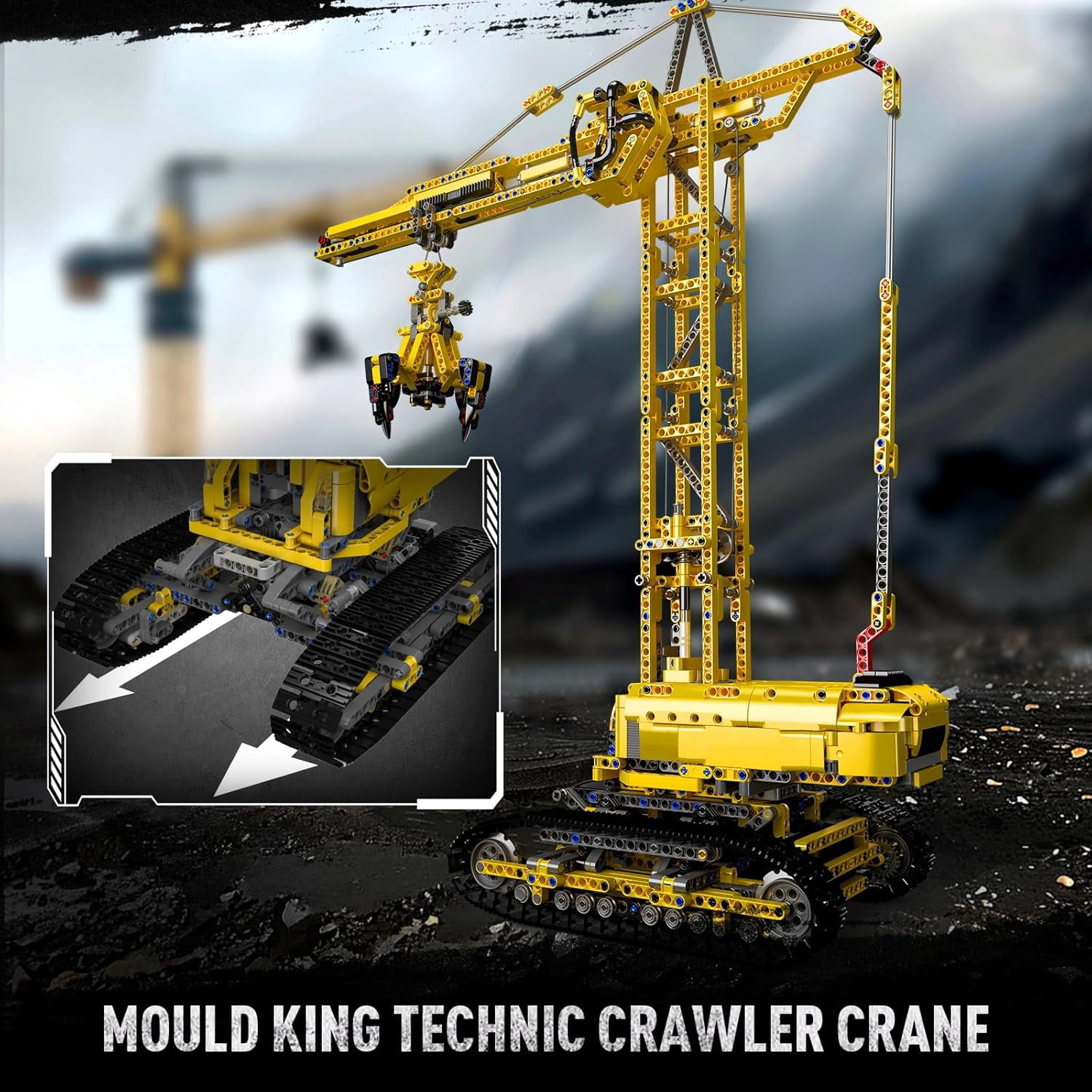 MOC Crawler Crane Advanced Building Kit for Adults, MOC Mobile Crane Heavy-Duty Truck Sets to Build, APP Control Large Engineering Vehicles, Construction Model Toy for Adults (1731 PCS)