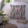thumbnail image 3 of Carolines Treasures BB7503PW1414 Watercolor Pink Flowers Eiffel Tower Fabric Decorative Pillow  14Hx14W multicolor, 3 of 4