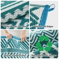 thumbnail image 5 of SIXHOME Outdoor Rug 9'x12' Waterproof Reversible Patio Rug Boho Geometric Indoor Outdoor Rugs Lightweight Plastic Straw Ourdoor Carpet for RV Camping Deck Balcony Modern Porch Decor Teal and White, 5 of 5