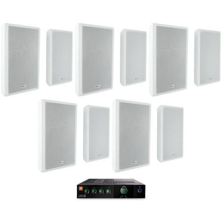 JBL CSMA 180 Commercial 70v Amplifier+(10) White 5.25" Slim Wall Mount Speakers