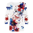 thumbnail image 4 of Fartey Women's Red White Blue Shirts 4th of July 3/4 Sleeve Tunic Tops Dressy Casual Crew Neck Festival T Shirts Fashion Independence Day Graphic Tees Gifts Clothes White XXL, 4 of 5
