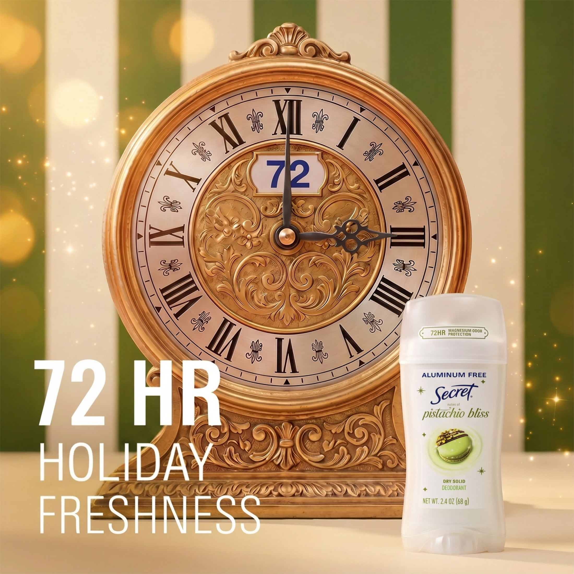 Secret Aluminum Free Holiday Deodorant for Women, Pistachio Bliss, 2.4 oz