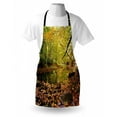 thumbnail image 3 of Landscape Apron Pine River in Fall Forest Faded Maple Leaves Deciduous Trees in Autumn, Unisex Kitchen Bib Apron with Adjustable Neck for Cooking Baking Gardening, Green Yellow Cinamon, by Ambesonne, 3 of 3