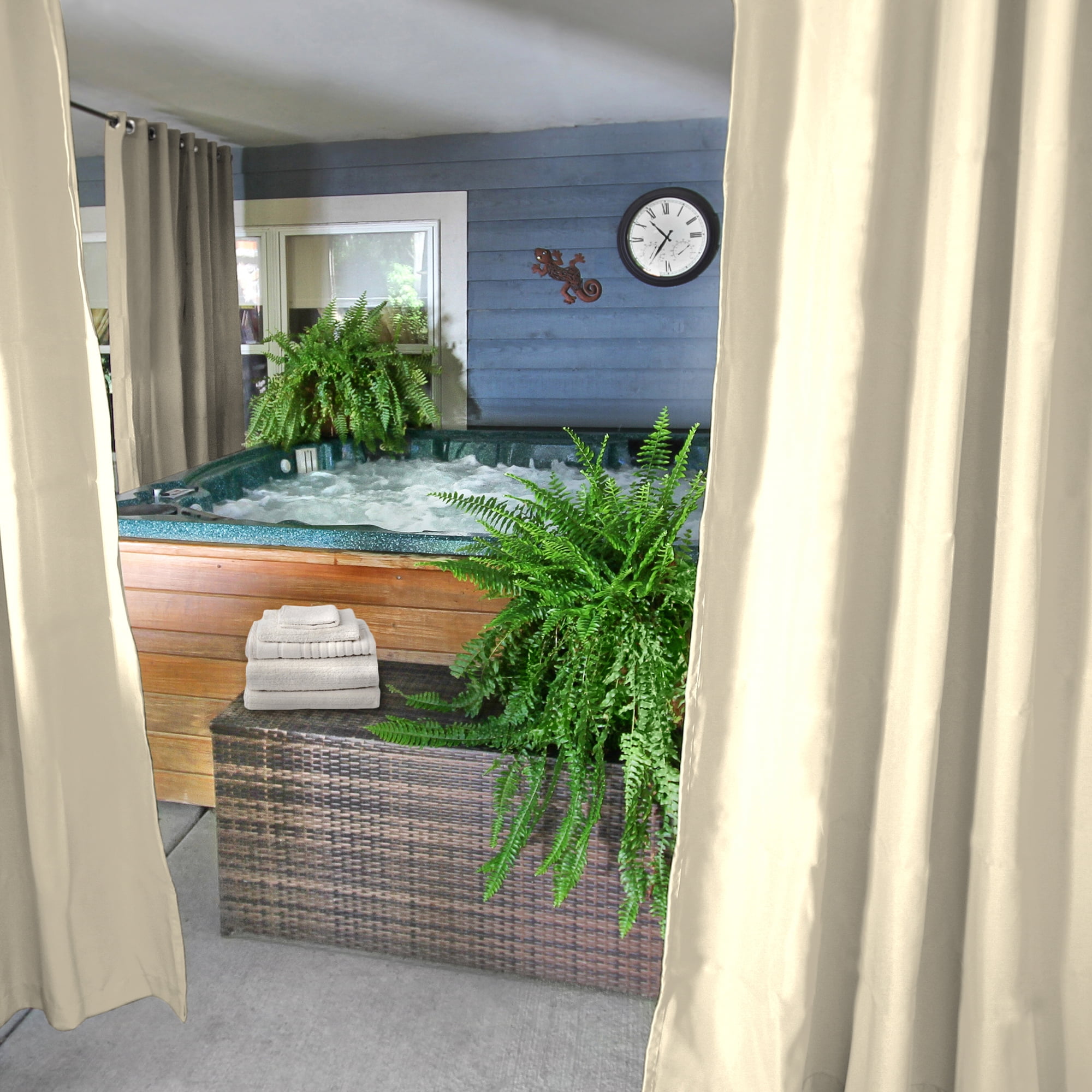 Jordan Manufacturing 54" x 84" Natural Solid Grommet Semi-sheer Outdoor Curtain Panel (2 Pack)