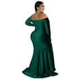 thumbnail image 3 of AURA Women Plus Size V Neck Split Maxi Dress Long Sleeve Elegant Evening Party Dress, 3 of 4