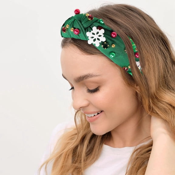 Christmas Knotted Headband for Women Festive Holiday Hair Accessories Wide Turban Style Headwear Cute Seasonal Hairband Party Decoration