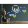 thumbnail image 3 of Glowneon Skull And Skateboard Neon Sign, Skate Board Store Wall Decor, 3 of 4