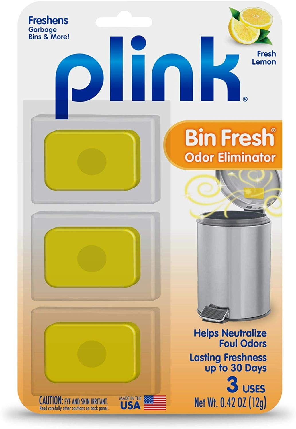 Plink Bin Fresh Garbage Bin Odor Eliminators Fresh Lemon Scent 3