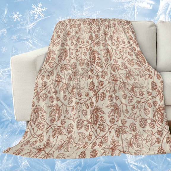 Brown Flowers Cooling Blanket,Lightweight Breathable Summer Throw Blanket with Double Sided Cold Effect,Vintage Farmhouse Floral Leaves Vines Picnic Blankets Bed Sheet for Hot Sleepers 60"x80"