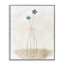Stupell Industries Simple Watercolor Vase Botanical & Floral Painting Gray Framed Art Print Wall Art, 16 x 20