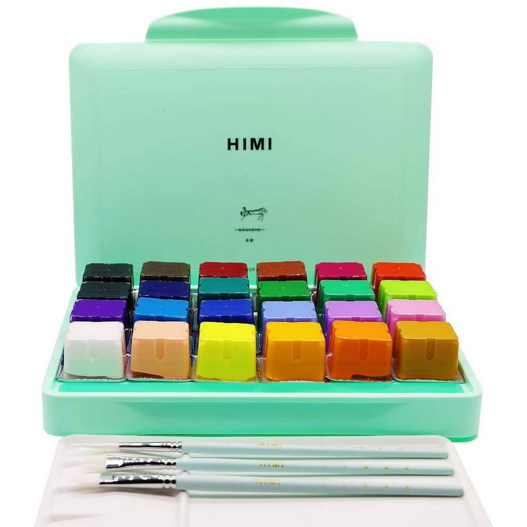 Miya HIMI Gouache Paint Set, 18 Colors x 30ml with a Palette & a