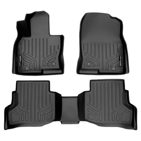 Smartliner SA0257-B0257 Custom Fit 2 Row Floor Mats with Bench Seat for 2016-2022 Mazda CX-9, Black