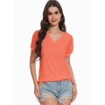 thumbnail image 6 of Womens Summer Tops V Neck T Shirts Swiss Dot Puff Sleeve Tops Loose Casual Tshirts, 6 of 6