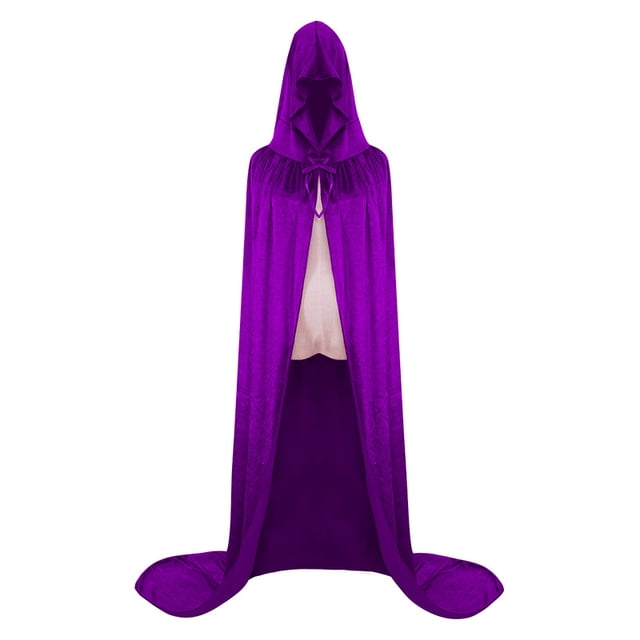 Xiao Hua Capa de terciopelo con capucha para adultos, unisex, para Halloween, cosplay, talla XL (64,96 pulgadas), color morado