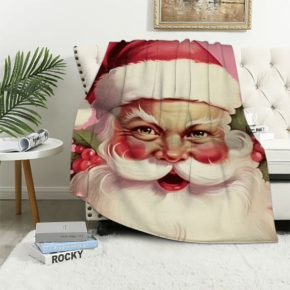 Pratyus Santa Claus Mistletoe Flannel Throw Blanket for Couch Sofa Bed All Seasons Comfort Gifts - Christmas Home Decor 40x50in