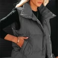 thumbnail image 5 of Xdegoge Puffer Vests for Women Full Zip Stand Collar Quilted Sleeveless Jacket Casual Loose Oversize Quilted Coat Fall Winter Lightweight Padded Warm Coats with Pockets, 5 of 10