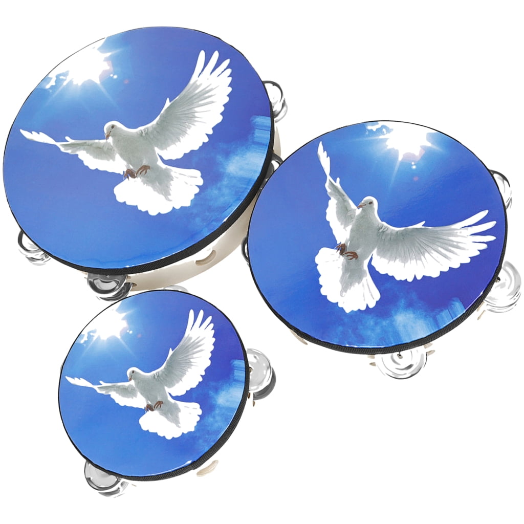 Tambourine Hand Held Drum Set Double Row Drums Tambourines with Metal Bells Drum Hand Percussion for Adults Church Party
