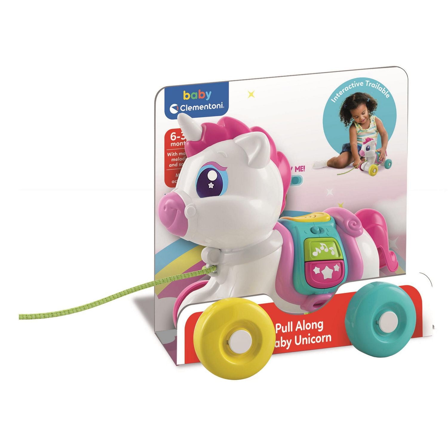 Clementoni Pull Along Unicorn - Animal Push and Pull Walker - For Toddler 10 Months +