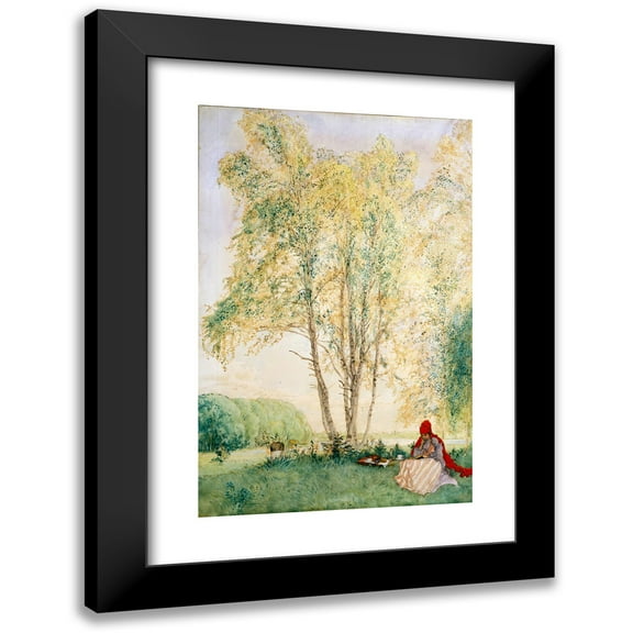 Carl Larsson 11x14 Black Modern Framed Museum Art Print Titled - Beneath the Birches (1902)