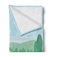 thumbnail image 2 of Golf Soft Flannel Fleece Blanket, Abstract View of Teeing Ground Surrounded by Tree Forest Game Hobby Cartoon, Cozy Plush for Indoor and Outdoor Use, 50" x 70", Pale Blue Apple Green, by Ambesonne, 2 of 5