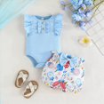 thumbnail image 2 of TOWED22 Toddler Girl Clothes Summer Outfits, Sleeveless Ruffle Hem Tank Top + Shorts 2Pcs Cute Baby Girls Clothing Set 1-5T(Blazer,9-12 M), 2 of 8