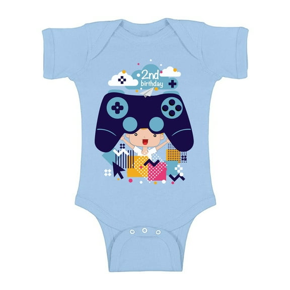 Awkward Styles Video Game One Piece Birthday Baby Bodysuit Short Sleeve 2nd Birthday Party One Piece Top Funny Gamer Birthday Party Birthday Gifts for 2 Year Old Video Game One Piece Top for Baby