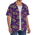 thumbnail image 2 of Balery Carnival Masks and Beads Camisa Casual de Manga Corta con Botones para Hombre, Texturizada, Estilo Cubano, para Playa, Verano-X-Large, 2 of 5
