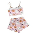 thumbnail image 4 of FDGIU Women's Halloween Pajamas 2-Piece Set 2025 - Cute Ghost Print Sleeveless Cami & High Waist Shorts, Funny Holiday Sleepwear for Spooky Loungewear & Nightwear, 4 of 5