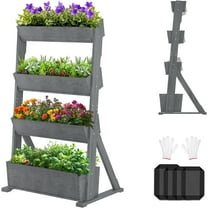 MOPHOTO 4-Tier Gray Vertical Wooden Raised Garden Bed,Garden Planters Freestanding Wood Plant Stand Flower Rack Wooden Planter Box for Plants Herbs Flowers Vegetables Outdoor Indoor Gardening